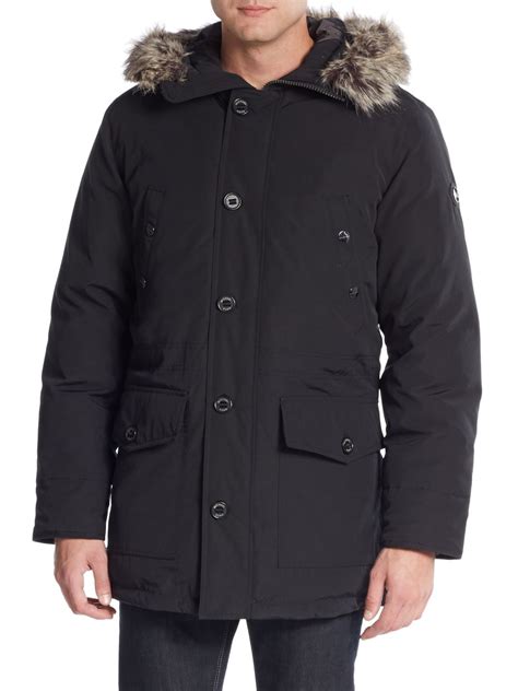 michael kors mens faux fur-trimmed parka|Faux Fur.